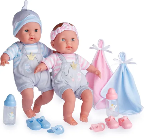 Miniatura 13 de Muñecos bebé gemelos de cuerpo blando de Berenguer Boutique (15 pulgadas), muñeca sencilla, 15 pulgadas Set básico gris