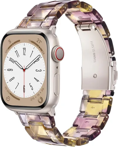 Miniatura 48 de V.R.HOPE Correa de Resina para Reloj Compatible con Apple Watch para Mujeres 38mm 40mm 41mm 42mm Oro Rosa Ligero Pulsera de Pulsera para iWatch Beige