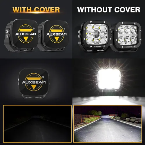 Miniatura 2 de Auxbeam XP-Ultra - Paquete de luces LED de 5 pulgadas con cubiertas protectoras negras, luces ámbar DRL para todo terreno, luz de zanja de doble