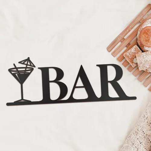 Miniatura 9 de Vivegate Decoración de pared de barra de metal, letras modernas de barra negra para decoración de bar del hogar