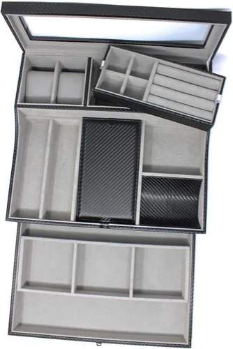 Miniatura 6 de Bandeja organizadora elegante para hombre para teléfono relojes lentes de sol joyas cartera anillos collar