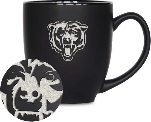 Miniatura 36 de Rico Industries Taza Bistro Mate Negra de Fútbol Americano NFL de 15 onzas - Para Bebidas Calientes o Frías - Logotipo del Equipo Grabado para una