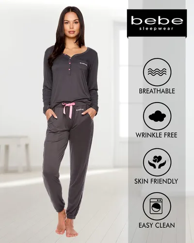 Miniatura 4 de bebe Conjunto de pijama para mujer con bolsillos, camisa de manga larga y pantalones de pijama