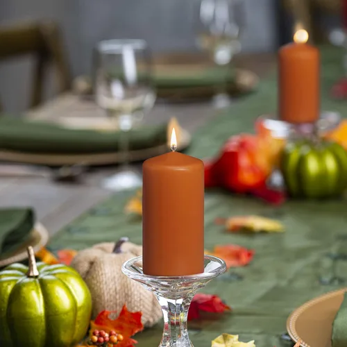 Miniatura 6 de BOLSIUS 4 velas de pilar naranja, 3 x 6 pulgadas, envueltas individualmente, calidad europea premium, 65 horas de combustión, llama suave sin goteo