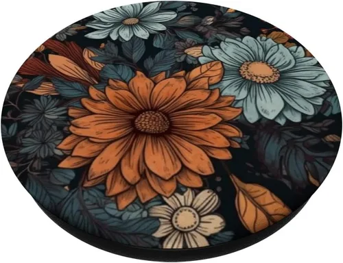 Miniatura 2 de Floral chill pattern fall flowers en la base negra PopSockets intercambiable PopGrip