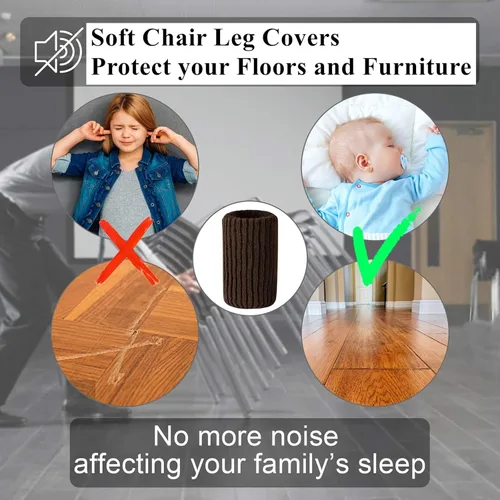 Miniatura 4 de 8 PCs Calcetines para Patas de Muebles - Calcetines Negros de Alta Elasticidad para Muebles, Protectores de Piso de Patas de Silla Tejidos, Juego