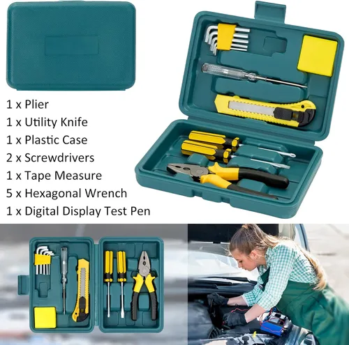 Miniatura 7 de Bolsa de Kit de Seguridad de Emergencia para Coche de 131 Piezas con Compresor de Aire, Cables de Puente, Medidor de Presión de Neumáticos, Kit