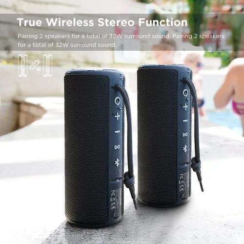 Miniatura 7 de MIATONE Boombox Altavoz Bluetooth portátil al aire libre Altavoces inalámbricos impermeables - Negro