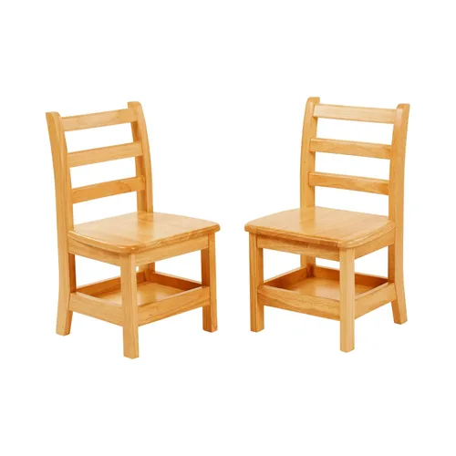 Miniatura 13 de ECR4Kids Silla de escalera de tres peldaños con almacenamiento, altura del asiento de 10 pulgadas, asiento de aula, natural, paquete de 2