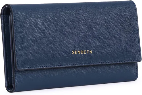 SENDEFN - Cartera de cuero para mujer, portatarjetas con bloqueo RFID, monedero para mujer con cierre