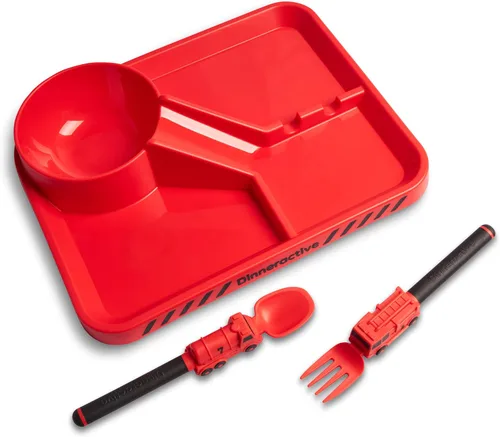 Miniatura 8 de Juego de vajilla Dinneractive para niños - 3 piezas de vajilla verde de dinosaurios - Utensilios de dinosaurios - Platos para niños pequeños