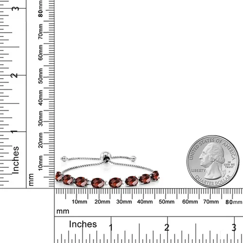 Miniatura 206 de Gem Stone King Pulsera de plata de ley 925 con piedra natal ovalada de 0.276 x 0.197 in para mujer, totalmente ajustable hasta 9 pulgadas