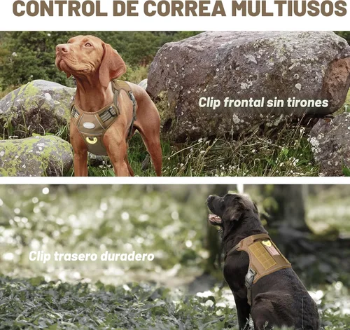 Miniatura 3 de Auroth Arnés Táctico para Perros Grandes Sin Tirones Arnés para Mascotas Ajustable Reflectante K9 Entrenamiento de Trabajo Control Fácil Chaleco