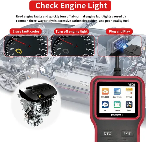 Miniatura 2 de Herramienta de diagnóstico del escáner OBD2: herramienta de escáner de código de luz del motor con reinicio, DTC, flujo de datos, preparación I/M