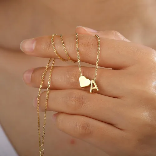 Miniatura 4 de Turandoss Mothers Day Gifts for Mom Wife - Dainty 18K Gold Plated Heart Initial A-Z Pendant Necklace Trendy Jewelry Heart Necklaces Birthday Mothers