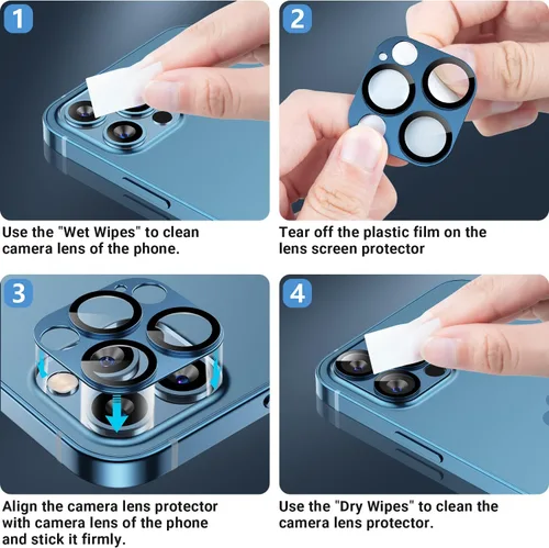 Miniatura 7 de Korecase Paquete de 2 protectores de lente de cámara para iPhone 12 Pro, película de vidrio templado, fuerte adherencia 9H, dureza 9H, resistente a