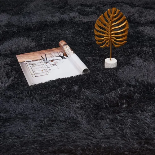 Miniatura 5 de AMTOVO - Alfombras de pelo largo para sala de estar, alfombra de 8 x 10 pies, alfombra grande y esponjosa negra, alfombra de pelo suave