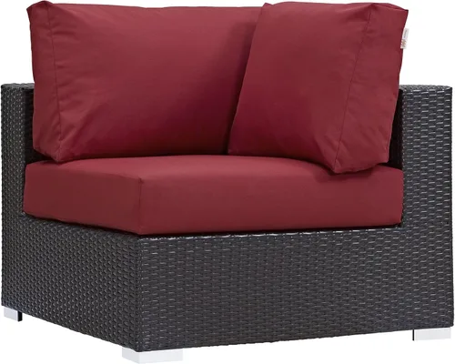 Miniatura 27 de Modway EEI-1911-EXP-ORA Convene - Muebles otomanos cuadrados de tela para patio, muebles de exterior, color naranja espresso Espresso Naranja