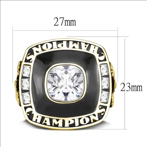Miniatura 5 de Anillo de campeonato de acero inoxidable con texto y color personalizados - Trofeo, fútbol americano, béisbol, baloncesto, deportes electrónicos