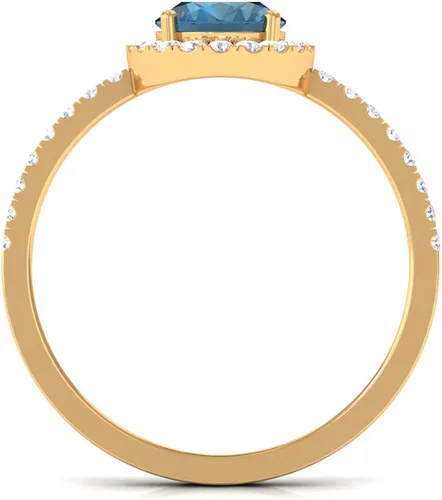 Miniatura 16 de Anillo de compromiso de topacio azul natural de Londres de 0.236 x 0.315 in, calidad AAA, anillo solitario de diamante de topacio azul, listo
