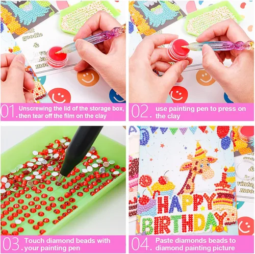 Miniatura 6 de 20 piezas de repuesto de cera de arte de diamante, pegamento rojo, cera de arte de diamante con 10 cajas de almacenamiento de arcilla para pintura