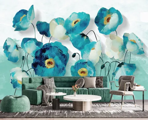 Miniatura 16 de Papel pintado 3D de flores doradas en relieve para dormitorio, 103 x 69 pulgadas