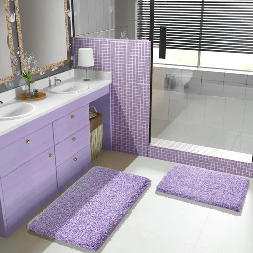 Miniatura 28 de Yimobra Alfombra de baño de felpa esponjosa, súper lanuda suave, cómoda, antideslizante, absorbente de agua, alfombra de baño de microfibra que se