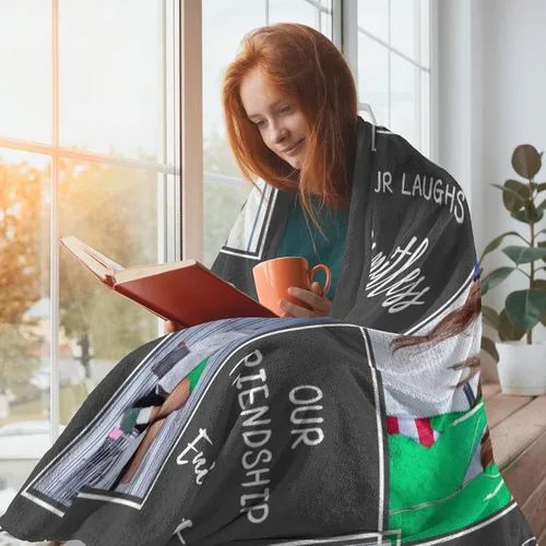 Miniatura 4 de Manta personalizada para mejor amiga con fotos, mantas personalizadas de amistad de larga distancia, regalos personalizados de cumpleaños