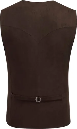 Miniatura 3 de COOFANDY Chaleco de traje de cuero de gamuza para hombre, chaleco occidental casual, chaleco ajustado