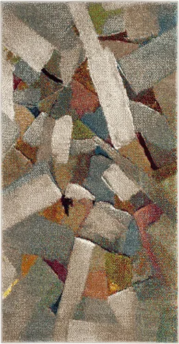SAFAVIEH Porcello Collection - Alfombra decorativa de 2 pies 3 pulgadas x 4 pies, gris y multicolor, diseño abstracto moderno, no desprende pelusa y