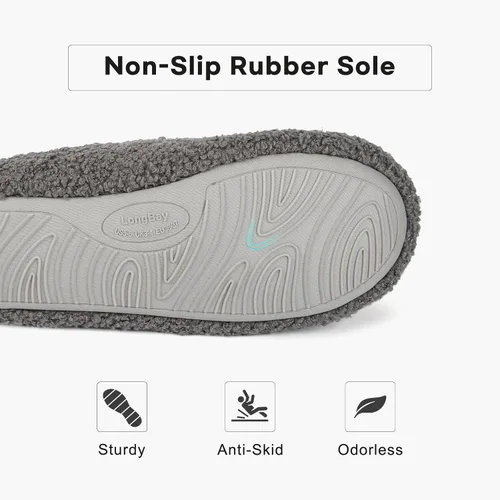 Miniatura 5 de LongBay Pantuflas cálidas de piel rizada para mujer, cómodas botas de forro polar de felpa con espuma viscoelástica para el hogar