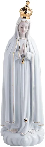 Figura de Nuestra Señora de Fátima, Estatua de la Virgen María, Estatua Religiosa de Cerámica, Escultura Católica Decoración Cristiana Regalo