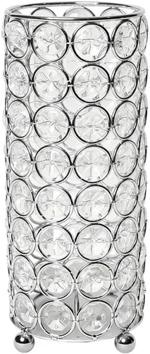 Miniatura 9 de Elegant Designs HG1002-CHR - Jarrón decorativo de cristal Elipse, portavelas, centro de mesa de boda, 6.75 pulgadas, cromado