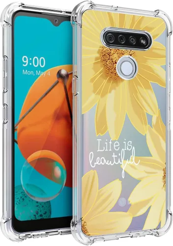 Osophter Funda para LG K51, LG Reflect Funda transparente con flores para niñas y mujeres, esquinas reforzadas transparentes de poliuretano