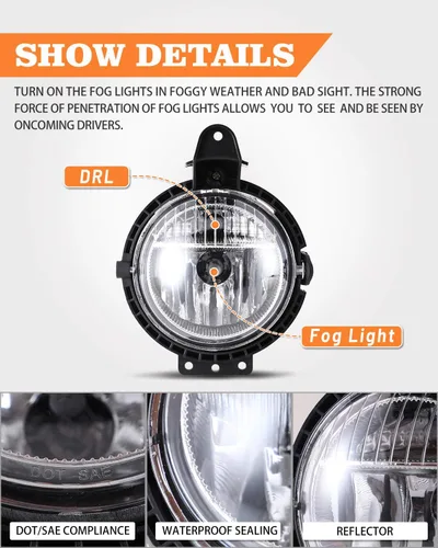 Miniatura 4 de Conjunto de luz antiniebla para parachoques delantero para Mini Cooper R56/Mini Clubman 2006-2013 2007-2015 con lente transparente, juego