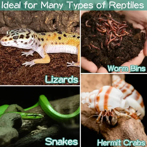 Miniatura 6 de Halatool Paquete de 4 sustratos de fibra de coco comprimidos para reptiles, 100% orgánico de alta calidad, sustrato de cáscara de coco de alta