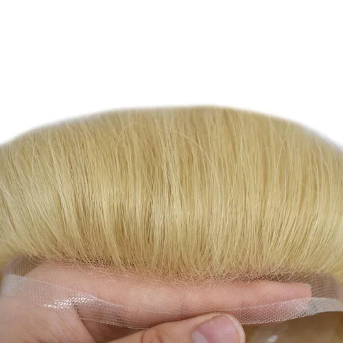 Miniatura 3 de Toupee - Pieza de cabello humano real para hombre, sistema de reemplazo de encaje suizo suave para hombre, pieza de pelo tipo tupé, protesis capilar