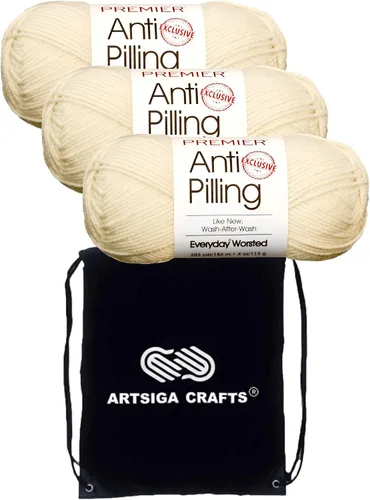 Miniatura 52 de Premier Yarns Everyday Anti-Pelusa Hilo Sólido Verde Pino DN100-8 (6-Madejas - Mismo Lote de Tinta) #4 Peso Estambre Acrílico para Tejer