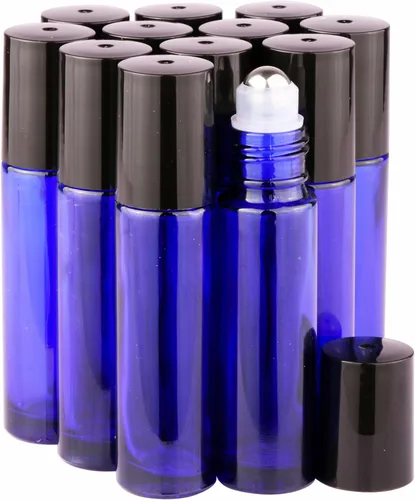 Miniatura 13 de inice 100 botellas de roll-on de 10 ml de vidrio ámbar para aceites esenciales con bolas de rodillo de acero inoxidable y tapa de aleación