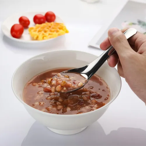 Miniatura 6 de Cucharas de sopa de acero inoxidable, juego de 12 cucharas de sopa china, cuchara de caldo plateada, pulido con espejo