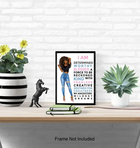 Miniatura 5 de Arte de pared negro motivacional para mujeres latinas hispanas étnicas afroamericanas, citas inspiradoras positivas, póster de decoración del hogar