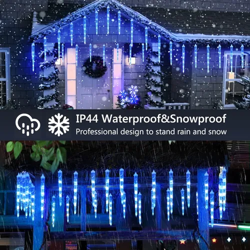 Miniatura 2 de Joomer Luces azules de carámbanos de Navidad, 13 pies, 20 tubos, 90 LED, 8 modos de luces de carámbano con función de temporizador, luces de cadena