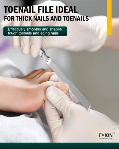 Miniatura 2 de FVION 2 limas de uñas largas de acero inoxidable de doble cara para uñas gruesas, lima profesional de uñas de los pies, herramienta de cuidado