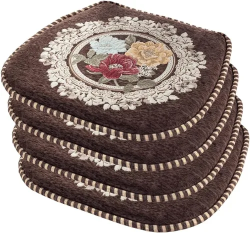 Miniatura 16 de EORNOW Juego de cojines para silla de comedor con lazos, juego de 1/2/4, almohadillas antideslizantes para silla de comedor con funda extraíble