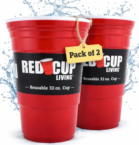 Miniatura 10 de Vasos de 32 onzas Taza roja reutilizable para fiesta, vaso y vaso Vasos de fiesta ideales para niños y adultos Suministros reutilizables