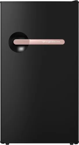 Frigidaire Mini refrigerador retro, ahorro de energía, control de termostato ajustable, 3.1 pies cúbicos, negro-oro rosa