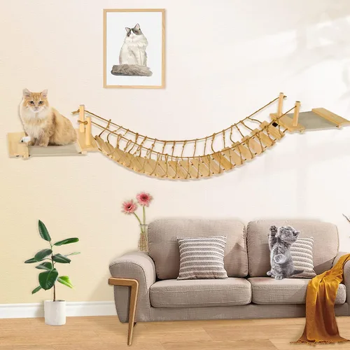 Miniatura 7 de Estantes de Pared para Gatos Calmbee - Árbol Colgante de 178 cm con Nido y Repisa en Forma de Nube Natural