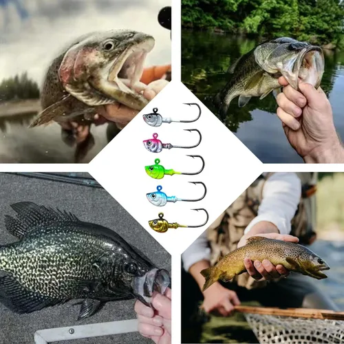 Miniatura 7 de Swimbait Jig Heads, 10 unidades de cabezas de plantilla de pesca, ganchos de agua salada, cabeza de plantilla de Swimbait, cabezas de pesca de 3/8oz