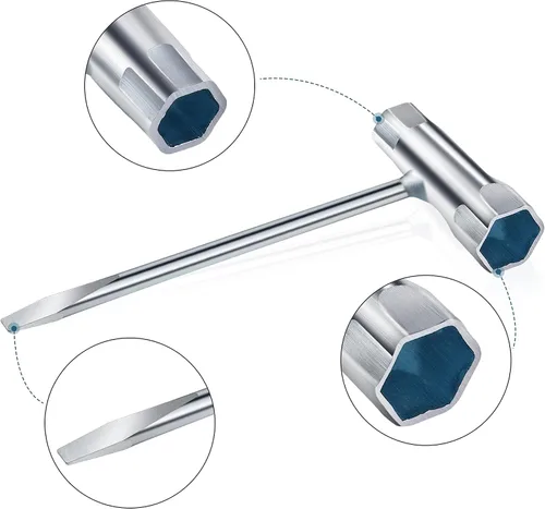 Miniatura 4 de Paquete de 4 llaves de sierra, llave de motosierra de 0.512 x 0.748 in, llave de bujía para motosierra Stihl Husqvarna, desmontaje mecánico
