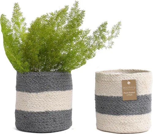 Miniatura 12 de Cesta de maceta de yute - Cubiertas de cuerda de yute tejidas para decorar suculentas de interior/exterior, macetas pequeñas - Juego de 2